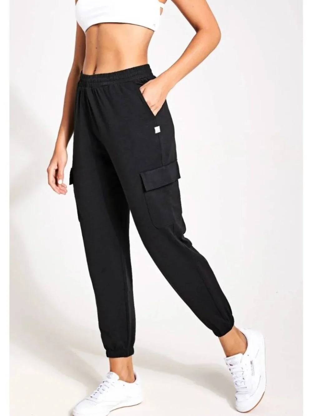 VUORI Boyfriend Cargo Sweatpant Black Heather Joggers Size Small